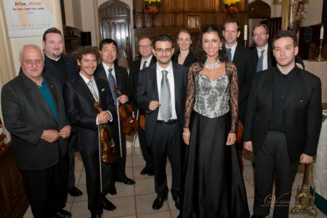 i musicisti della Windsor Symphony Orchestra con Marino, Grilli e Nicoli